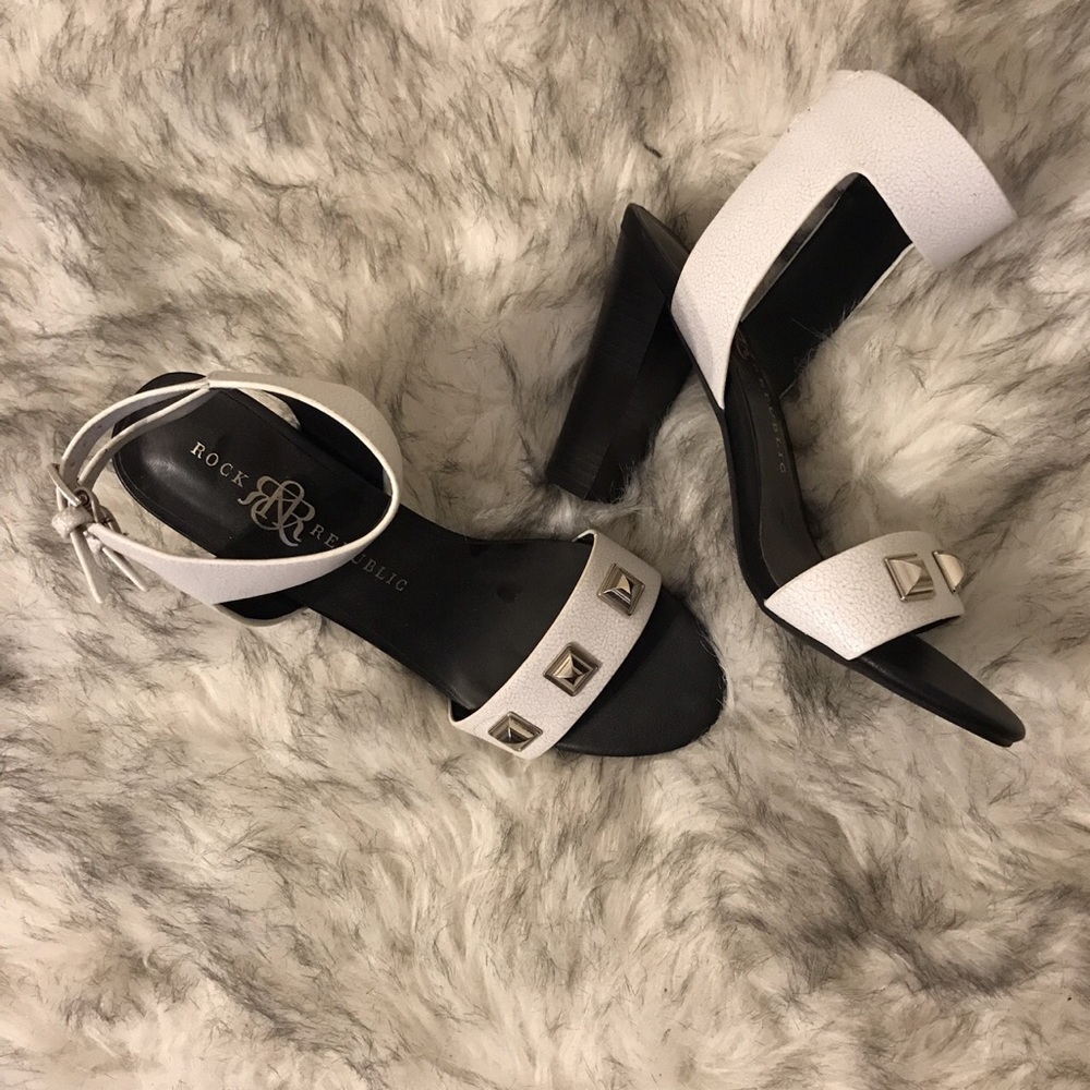 White strapped heels